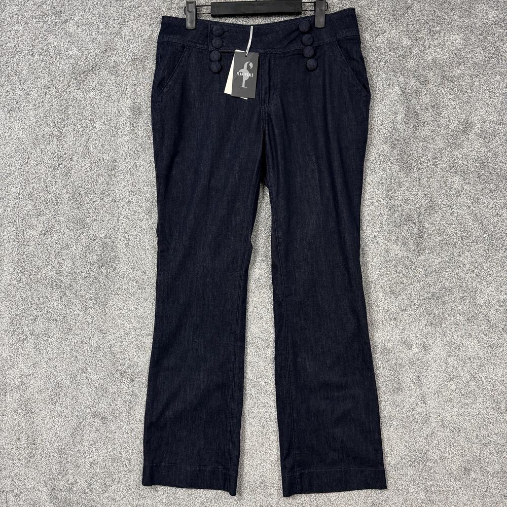 Flamingo Jeans Womens L 33x31 Blue Mid Rise Straight Stretch Denim Classic